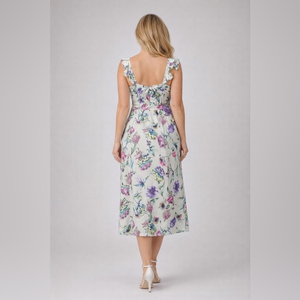 🆕Frill trim cami dress w/knot open back - Picture 4 of 7